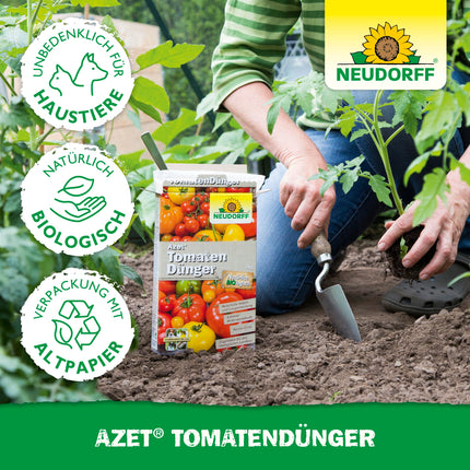 Neudorff Azet tomātu mēslojums – organiskais tomātu mēslojums ar mikorizu un dabisku tūlītēju un ilgtermiņa iedarbību, kas nodrošina aromātiskus tomātus, 2,5 kg