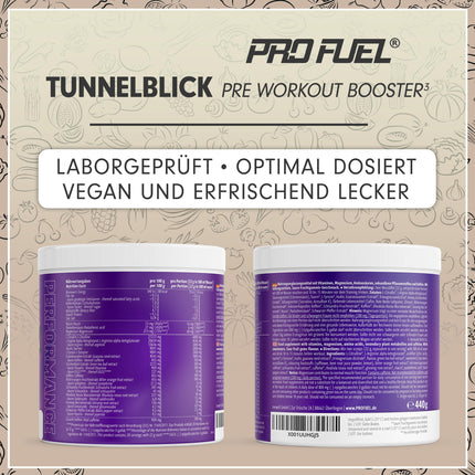 Pre-Workout Booster³ SKORU AUGĻU KOŠĻĀJAMĀS KONFEKTES 440g - neticami gardas - TUNNELBLICK Training Booster³ ar citrulīnu, arginīnu, taurīnu, kofeīnu, guarānu un magniju - optimāli dozētas - 100% vegānas
