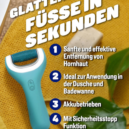Scholl Velvet Smooth elektriskais tulznu noņemšanas rīks Pro – tulznu noņemšanai gan uz mitrām, gan sausām pēdām – uzlādējams – 1 ierīce + uzlādes stacija (1 iepakojums)