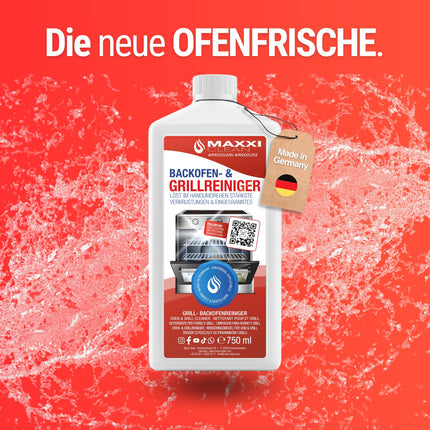 MAXXI CLEAN | Cepeškrāsns un grila tīrīšanas līdzeklis — oriģināls | 750 ml želejas pastas | pašdarbības tīrīšanas līdzeklis un tauku noņēmējs | cepeškrāsnij, plīts virsmai un grilam | noņem spītīgus nosēdumus