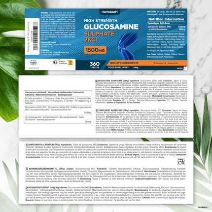 Glikozamīna sulfāts 1500 mg 2KCl | Glikozamīna sulfāts | 360 tabletes ar augstu devu | Glikozamīna sulfāts | no Horbaahas