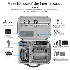 STARTRC Avata 2 Bag pārnēsājama ceļojumu soma DJI Avata 2 ar brillēm 3/divvirzienu uzlādes dokstacija, uzglabāšanas soma DJI RC Motion 3/inteliģentais lidojuma akumulators