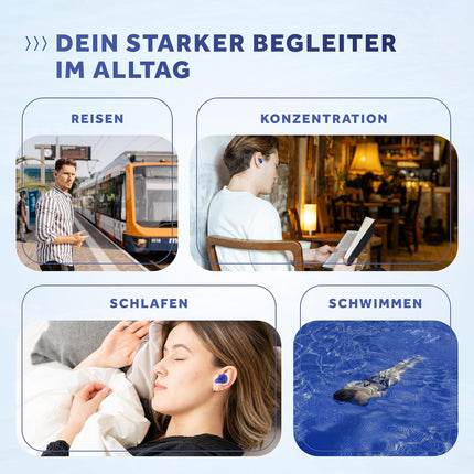 Schallwerk ® Soft+ | 12 silikona ausu aizbāžņi – optimāls atbalsts kā ausu aizsardzība miega laikā, mīksti ausu aizbāžņi miegam. Silikona ausu aizbāžņi miegam.