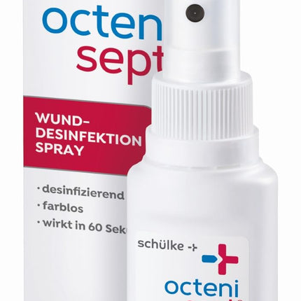Octenisept brūču dezinfekcijas aerosols – nesāpīgs antiseptisks līdzeklis akūtu un hronisku brūču ārstēšanai, aizsargā pret brūču infekcijām, 50 ml šķīdums
