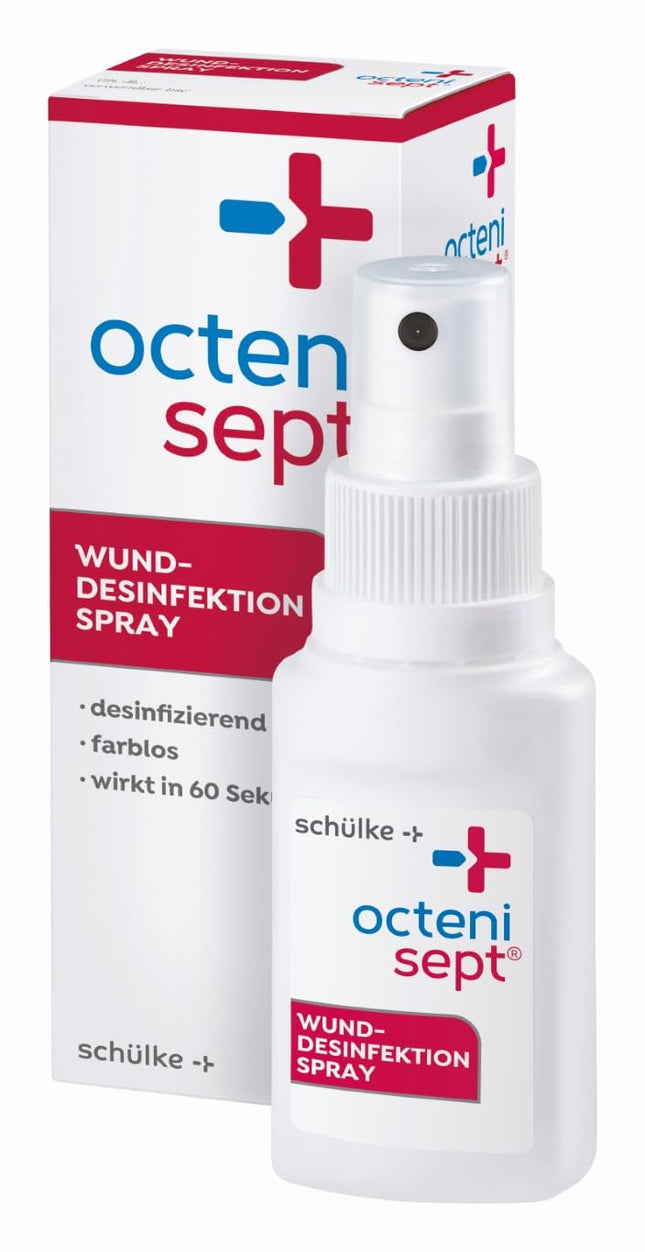 Octenisept brūču dezinfekcijas aerosols – nesāpīgs antiseptisks līdzeklis akūtu un hronisku brūču ārstēšanai, aizsargā pret brūču infekcijām, 50 ml šķīdums