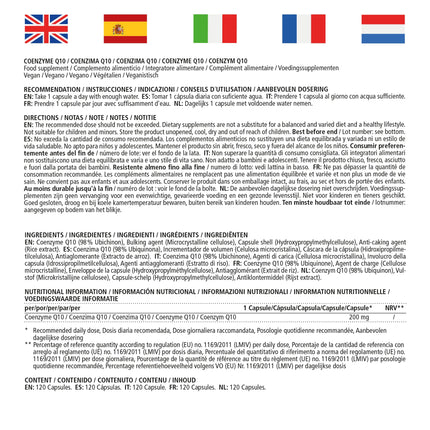 Koenzīms Q10 lielā devā, 200 mg vienā kapsulā, vegāns, 120 kapsulas 4 mēnešiem, 98% ubikinons ar optimālu biopieejamību, bez nevajadzīgām piedevām, ražots Vācijā