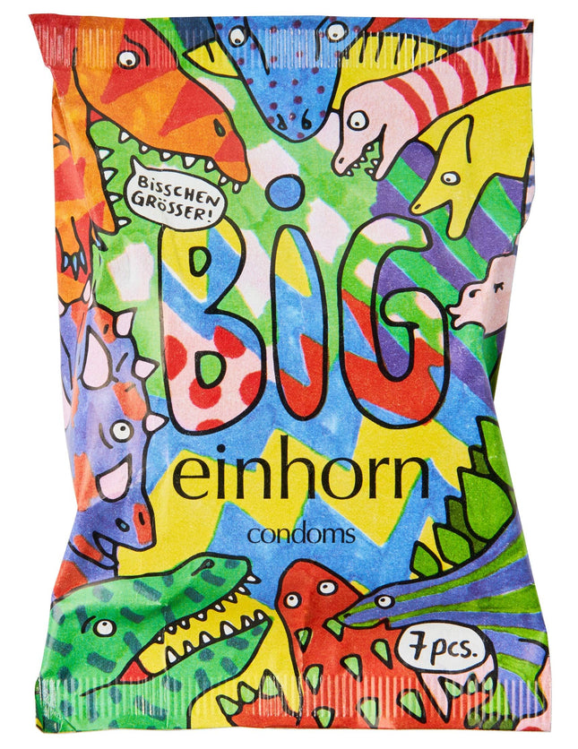 Einhorn prezervatīvi - 7 gabali nedēļas devai - XL izmērs 57 mm - vegāna, bezhormonu kontracepcija bez ķīmiskām vielām - dabīgs lubrikants - ilgtspējīgi un droši