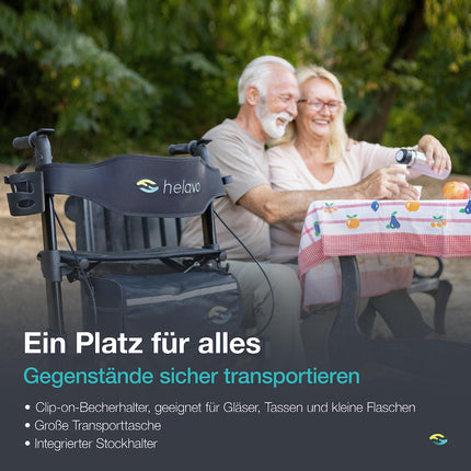 Helavo rollators ar pneimatiskajām riepām lietošanai ārpus telpām - salokāms un viegls rollators ar sēdekli, alumīnija āra staigulītis - viegls, salokāms rollators lietošanai ārpus telpām