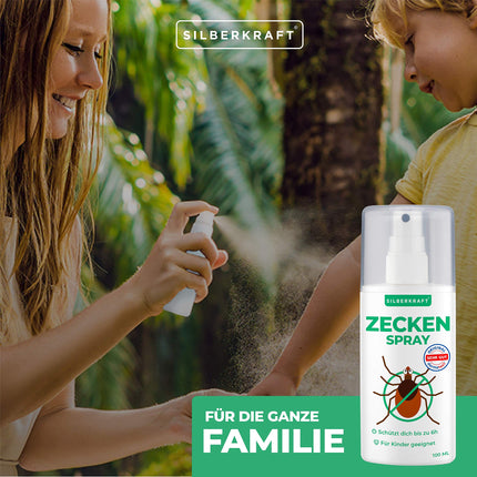 Silberkraft ērču aerosols 100 ml, pretērču līdzeklis, aizsardzība pret ērcēm un odiem, ķermenim un apģērbam, atbaida un atbaida, ar citrona aromātu