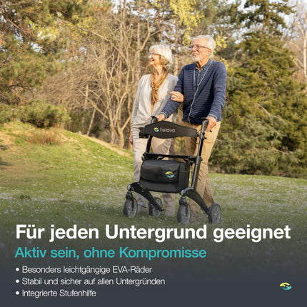 Helavo īpaši vieglais oglekļa šķiedras rollators – tikai 5,6 kg – viegls rollators, kas izgatavots no oglekļa šķiedras – ergonomisks dizains vertikālai stājai, salokāms un manevrējams – ideāli piemērots lietošanai iekštelpās un ārā