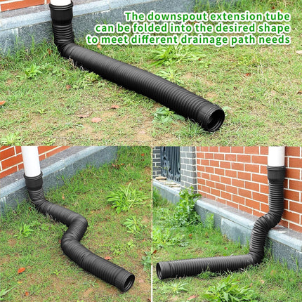 Lietus notekcaurules pagarinājums, elastīgs, izvelkams PE notekas pagarinājums Villa Outdoor, apaļš (melns)