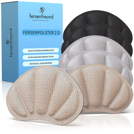 FERSENFREUND© Premium papēžu spilvenu apavu zolītes - ORIĢINĀLAS - papēžu aizsardzības papēžu spilvenu gēla pretslīdes zolītes pārāk lieliem apaviem un zābakiem Apavu pildījums Papēžu aizsargspilveni pret tulznām 6 gabalu komplekts