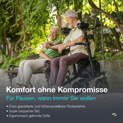 Helavo āra artrīta rollators ar polsterētiem apakšdelmu balstiem - stāvus staigulītis ar necaurduramām cietgumijas riepām lietošanai ārpus telpām - maksimāla mobilitāte un komforts ārpus telpām