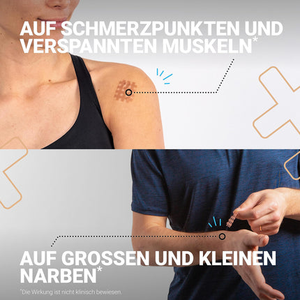 TRUETAPE Crosstapes – 130 režģveida plāksteri 3 dažādos izmēros (72x S, 42x M, 16x L), ieskaitot instrukcijas – Ūdensizturīgi un īpaši stipra fiksācija – Oriģinālie akupunktūras plāksteri – Jaukts iepakojums