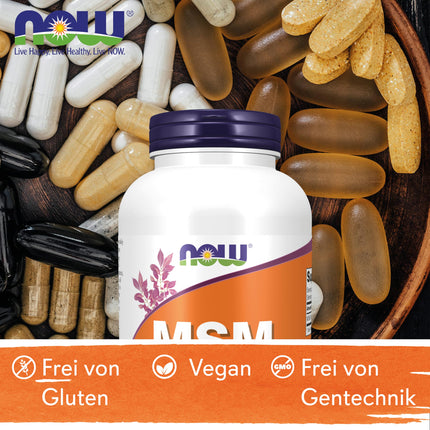 Now Foods, MSM, 1000 mg, 240 vegānas kapsulas, laboratoriski pārbaudītas, sēra, bez glutēna, bez sojas, veģetārs