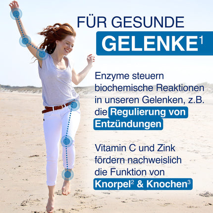 GELENCIUM® enzīmu komplekss I Augstākā enzīmu dienas deva: 1500 mg I Ar rutīnu kā augu izcelsmes enzīmu aktivatoru I Ar mikroelementiem veselīgām locītavām, skrimšļiem un kauliem I 100 kapsulas