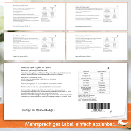 Now Foods, Super Enzymes, 180 kapsulas, laboratoriski pārbaudīts, enzīmu maisījums, bez glutēna, bez sojas