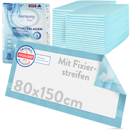 Harmony Care® 20 x XL nesaturēšanas gultas paliktņi, 6 slāņu aizsargieliktņi gultām - 80 x 150 cm absorbējoši medicīniskie paliktņi - neslīdoši nesaturēšanas paliktņi, vienreizlietojami