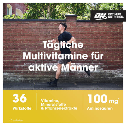 Optimum Nutrition Opti-Men multivitamīnu uztura bagātinātājs vīriešiem ar D vitamīnu, C vitamīnu, B6 vitamīnu un aminoskābēm, bez garšas, 60 porcijas, 180 kapsulas
