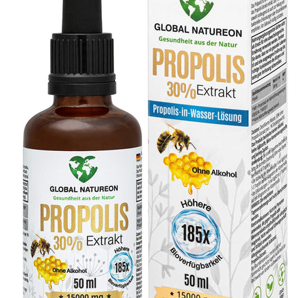 Propolisa ūdens šķīduma ekstrakts 30% bez spirta, liela pudele 50 ml, tinktūra piemērota bērniem un dzīvniekiem, polifenoli, flavonoīdi un bioflavonoīdi, 100% dabīgs, bez spirta