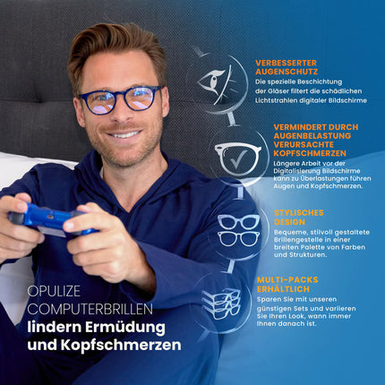 OPULIZE Met brilles Zilās gaismas filtrs Plāns apaļš rāmis Atsperes eņģes Uzlabo miegu Datorbrilles Spēlēm Pretatspīduma Melnas Vīriešiem Sievietēm B60-1 +0.00