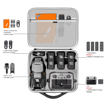 Tomat Mavic 3 Pro soma, ceļojumu soma DJI Mavic 3 Pro Fly komplektam, aksesuāri, somas aizsargs, akumulators DJI Mavic 3 Pro RC vadībai