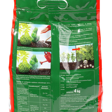 COMPO Hedge Turbo - spēcīgs īpašs mēslojums dzīvžogiem un jauniem stādījumiem - dzīvžogu mēslojums ātrai augšanai - 4 kg, zaļš -