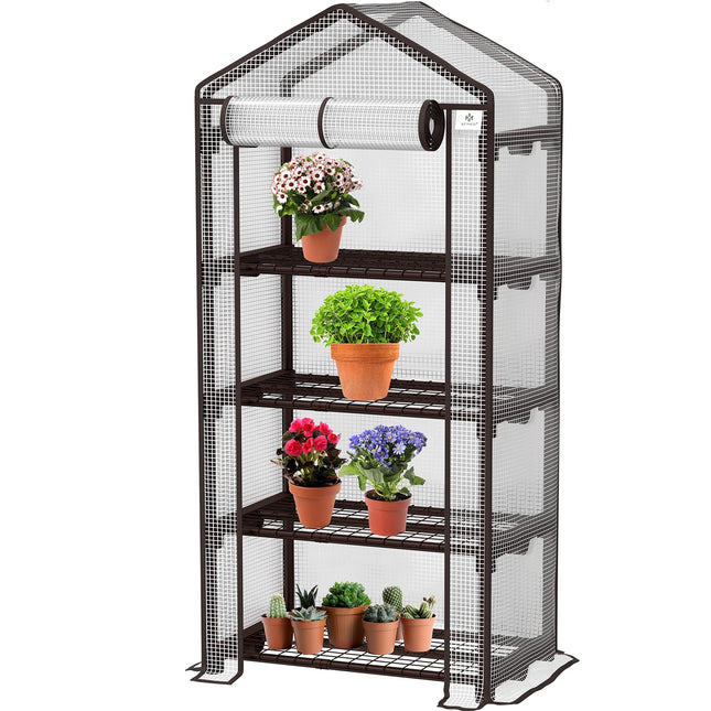 KESSER® Premium 4 līmeņu siltumnīca - 69 x 50 x 158 cm siltumnīca ar 4 plauktiem - vietu taupoša, augstas kvalitātes siltumnīca dārziem un balkoniem, stabila un viegli saliekama