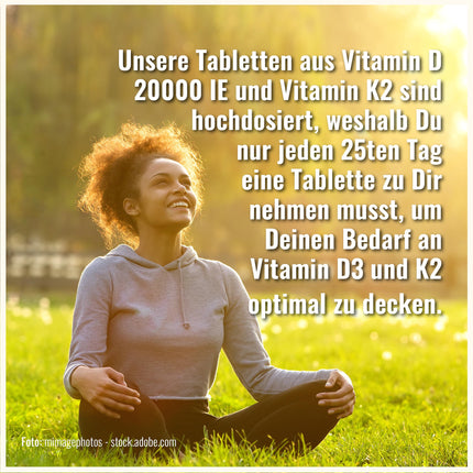 D3 K2 vitamīna tabletes - 200 tabletes - D vitamīns augsta deva 20000 SV + 200µg K2-Mk7 vitamīns - D3 K2 Depot - Veģetārs - D3 K2 vitamīns augsta deva