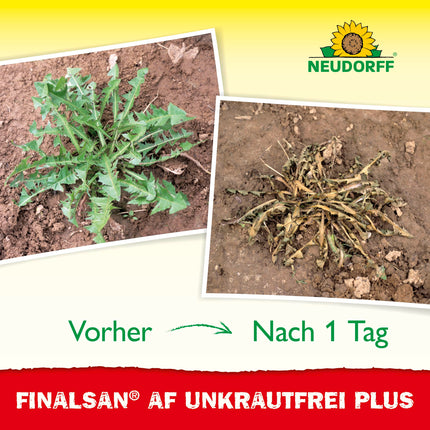 Neudorff Finalsan AF UnkrautFrei Plus – spēcīgs, ātras iedarbības nezāļu iznīcinātājs, kas iedarbojas tieši līdz saknēm. Gatavs lietošanai 25 m², 750 ml