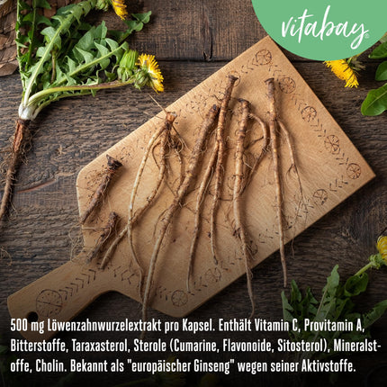 Vitabay pienenes saknes ekstrakts 500 mg - 120 pienenes kapsulas, augsta deva un vegāns - pienenes ekstrakts Pieneņu ekstrakts Pienenes - pienenes saknes kapsulas Pienene Taraxacum Laboratorijā pārbaudīts