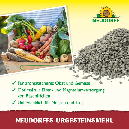 Neudorff UrgesteinsMehl - Dabīgi diabāzes iežu milti ar dabisku ilgtermiņa iedarbību augsnes uzlabošanai visu veidu augsnēs, 2,5 kg uz 25 m²