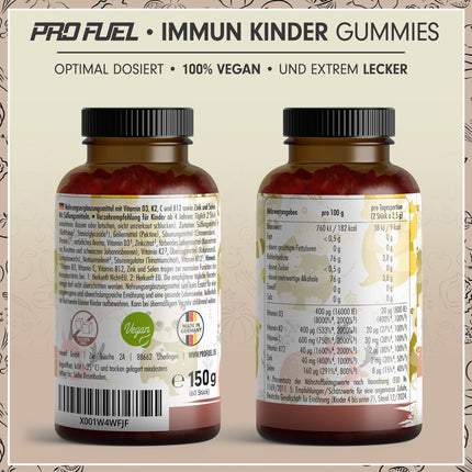 Vitamīnu želejkonfektes bērniem 60x - ar B12, C, D3, K2 vitamīniem, cinku un selēnu - imūnsistēmas un šūnu aizsardzībai - optimāli dozētas bērniem - laboratoriski pārbaudītas ar sertifikātu - bez cukura un vegānas