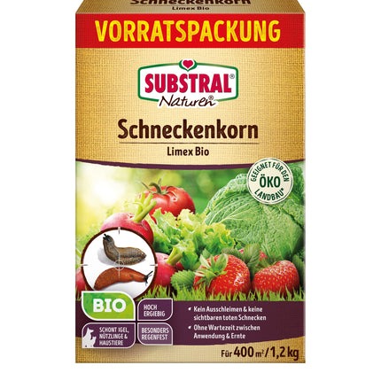 Substral Naturen gliemežu granulas Limex Bio, dabīgas, lietus necaurlaidīgas ēsmas granulas gliemežu apkarošanai, 400 m² - 1,2 kg, suņiem