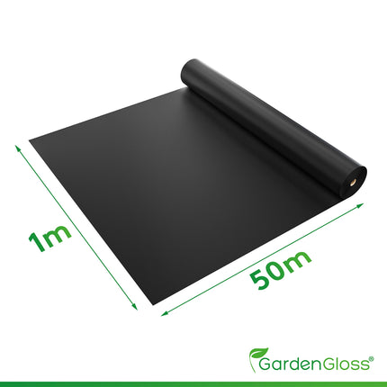 GardenGloss® 50 m² nezāļu apkarošanas audums – ūdenscaurlaidīgs nezāļu apkarošanas audums – plīstošs nezāļu apkarošanas audums 50 g/m² – augsta UV stabilitāte (50 m x 1 m, 1 rullis)