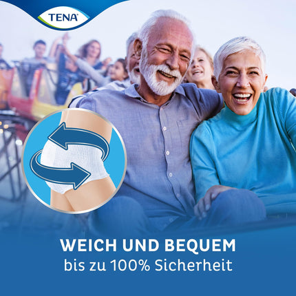 TENA Pants Plus — 56 biksītes mēneša iepakojumā (4 x 14 gabali) — vienreizlietojamās biksītes sievietēm un vīriešiem — elpojošas unisex nesaturēšanas biksītes — urīnpūšļa vājuma un urīna nesaturēšanas gadījumā — baltas, L izmērs
