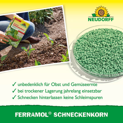 Neudorff Ferramol gliemežu granulas. Uzticama un ātra gliemežu aizsardzība. Kā efektīvs gliemežu atbaidīšanas līdzeklis, piemērots arī bioloģiskajai lauksaimniecībai, 1 x 1 kg, brūns