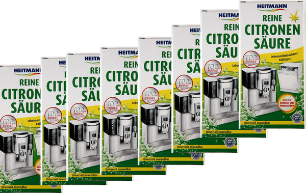 Tīra citronskābes pulveris no Heitmann, 8 iepakojumi pa 375 g katrā