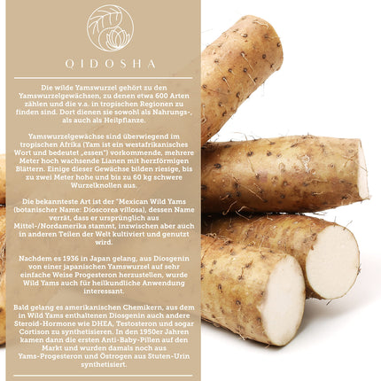 QIDOSHA® savvaļas jama saknes ekstrakts, 240 gab./burciņā, 1000 mg savvaļas jama saknes ekstrakta ar 200 mg diosgenīna vienā dienas devā, Meksikas savvaļas jama kapsulas ar augstu devu, vegānas, ražotas Vācijā