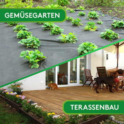 GardenGloss® 50 m² nezāļu apkarošanas audums – ūdenscaurlaidīgs nezāļu apkarošanas audums – plīstošs nezāļu apkarošanas audums 50 g/m² – augsta UV stabilitāte (50 m x 1 m, 1 rullis)