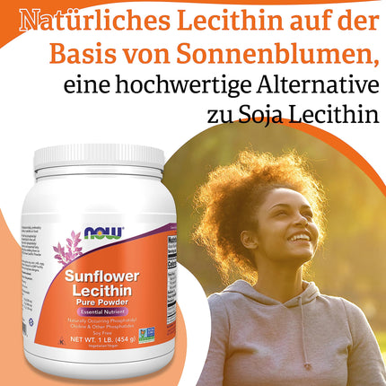 Now Foods, saulespuķu lecitīns (saulespuķu lecitīns), tīrs vegāns pulveris, 454 g, laboratoriski pārbaudīts, bez glutēna, bez sojas, veģetārs