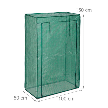 Relaxdays tomātu siltumnīca, dārzs un balkons, plastmasas siltumnīca tomātiem, augstums x platums x dziļums: 150x100x50 cm, tērauds un PE plēve, zaļa
