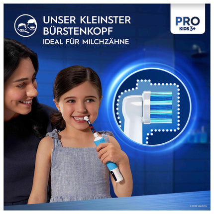 Oral-B Pro Kids Spiderman elektriskā zobu birste bērniem no 3 gadu vecuma, ieskaitot Sensitive+ režīmu zobu kopšanai, īpaši mīksti sariņi, 1 birstes galviņa, 4 uzlīmes, zila/sarkana