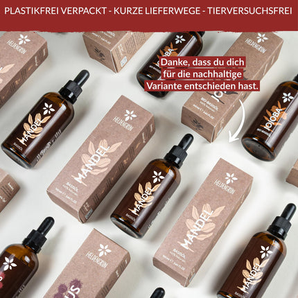 Heldengrün® ORGANISKĀ rīcineļļa matiem [100% DABĪGA] - Rīcineļļa - Dermatoloģiski pārbaudīta - Aukstā spieduma rīcineļļa - Matu, skropstu, uzacu un bārdas stiprināšanai