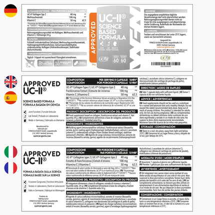 WFN apstiprināts UC-II - nedenaturēts 2. tipa kolagēns, augsta deva - 60 kapsulas - locītavu komplekss ar UC II kolagēnu, C vitamīnu un Boswellia Serrata - ražots Vācijā - ārēji laboratorijā pārbaudīts