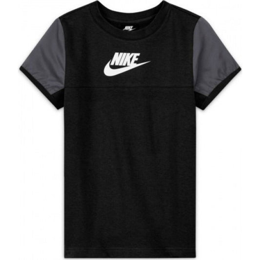 Nike sportswear mixed material big kids' (boys') short sleeves DA0619 010 / Black / Junior M