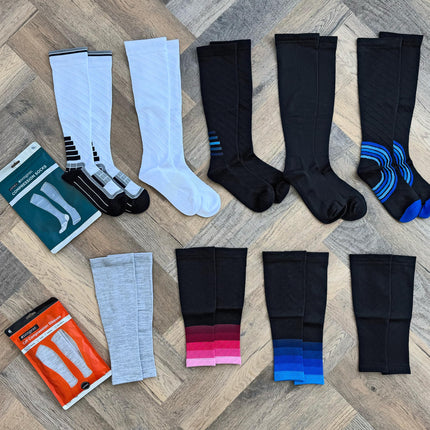 aZengear ikru atbalsts vīriešiem un sievietēm, bezpēdu ikru kompresijas zeķes apakšstilbu sāpēm un krampjiem, sporta (melnas L/XL)