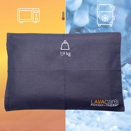 LAVAcare 2-in-1 dzesēšanas un sildīšanas spilvens Classic • Dzesēšanas spilvens ar lavas smiltīm • Saldētavai, mikroviļņu krāsnij un cepeškrāsnij • Lavas spilvens kakla, muguras un vēdera atsvaidzināšanai un relaksācijai