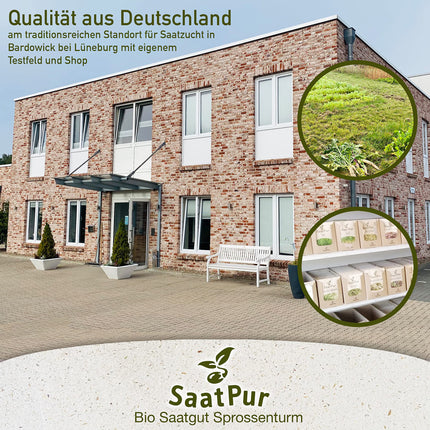 SaatPur® dīgšanas kastes komplekts ar 3 līmeņiem kā diedzēšanas ierīce: dīgļu audzēšana un mikrozaļumu audzēšanas paplātes. Dīgšanas kaste, diedzēšanas paplāte, kvalitāte, dīgšanas kaste, dīgšanas māja, dīgšanas ierīce
